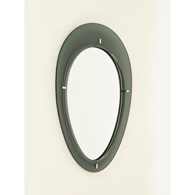 Large Olive Green Teardrop Beveled Mirror by Cristal Arte, Italy, 1960s For Sale - Image 12 of 15