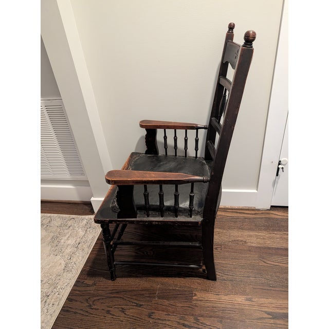 Late 19th Century Antique Victorian Eastlake Style Spindle Armchair With Leather Seat For Sale - Image 5 of 6