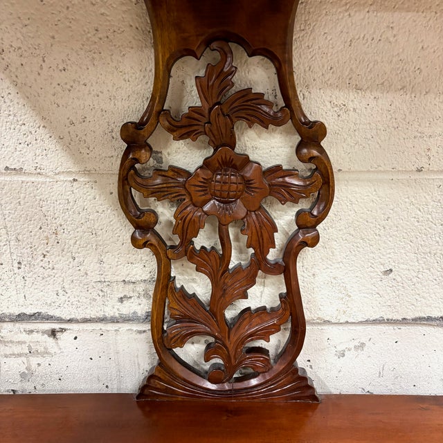 Vintage Carved Mahogany Serpentine Console Table Hall Table Entryway Table For Sale In Kansas City - Image 6 of 10