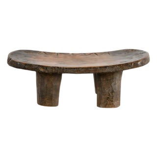 Antique Senufo-Style Hand-Carved Wood Stool With Rich Patina, West African Tribal Form For Sale