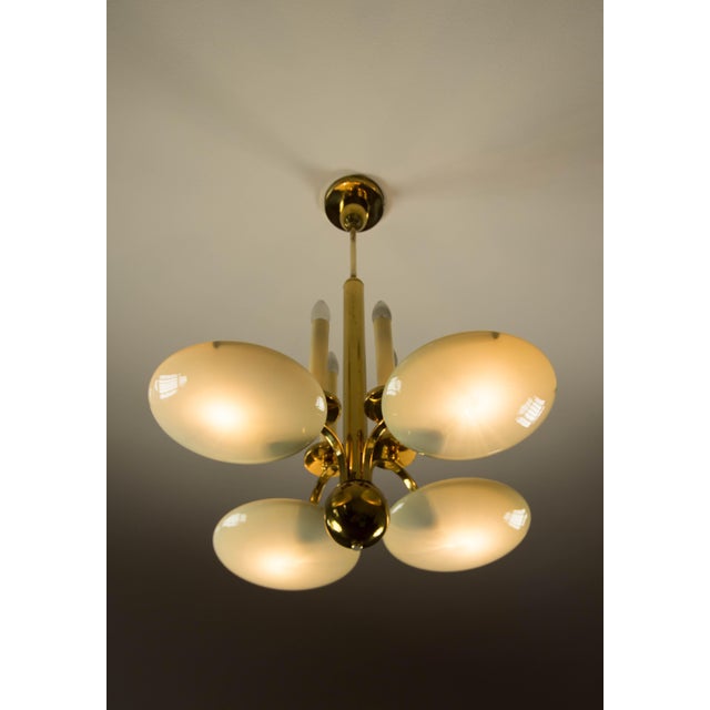 Art Deco Brass and Glass Chandelier, 1930s For Sale - Image 13 of 16