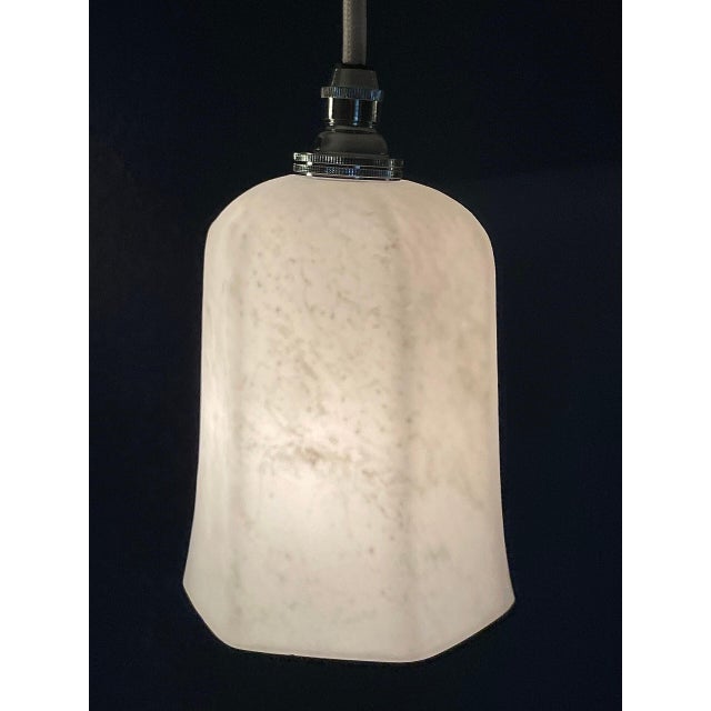 White and Marbled Grey Pendant Lamp, 1920s For Sale - Image 9 of 9