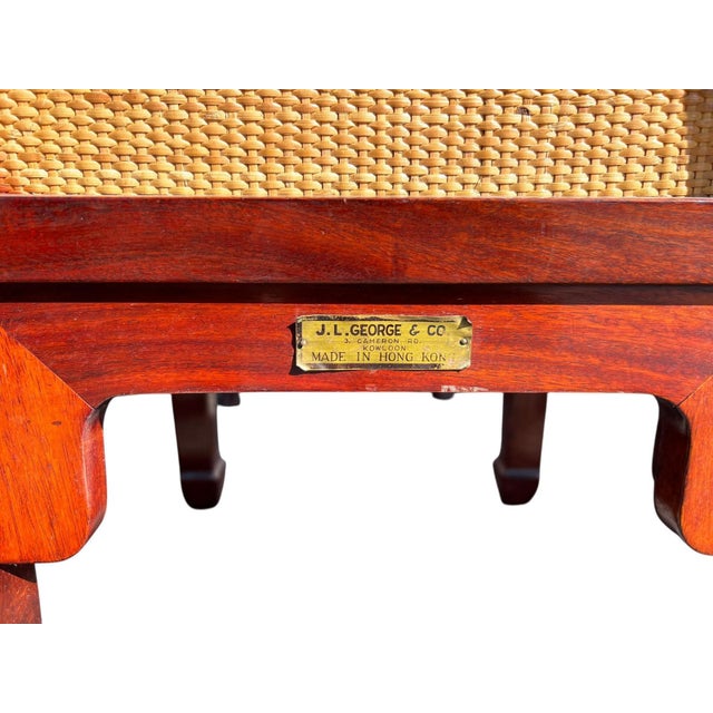 Wood Set of 10 MCM Vintage Rosewood Asian Chairs With Woven Backs For Sale - Image 7 of 7