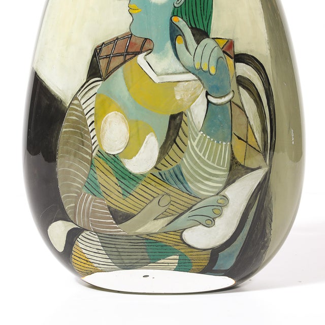 Modernist Hand-Blown Glass Vase W/ Picasso Motif Signed Ada Loumani For Sale In New York - Image 6 of 16