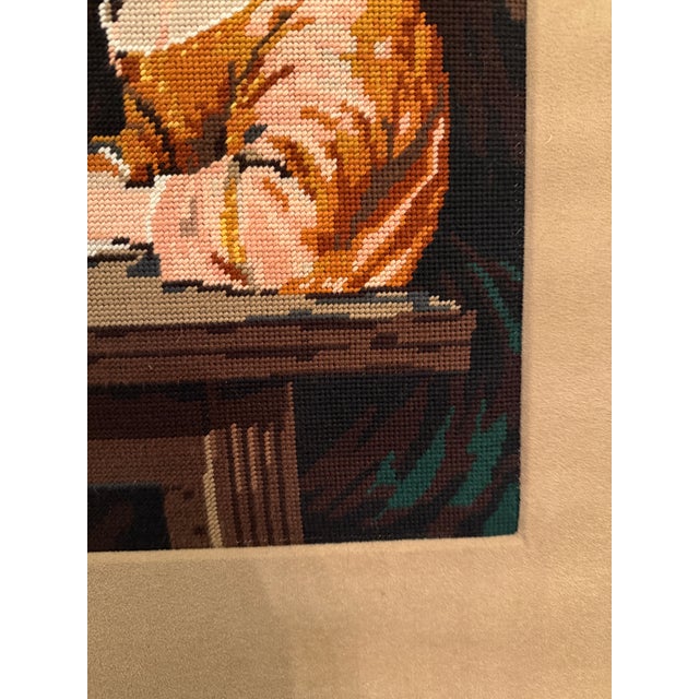 Traditional VTG Framed Needlepoint "Woman Writing a Letter" Ter Borch Old Master 30x27 Gilt" For Sale - Image 3 of 16