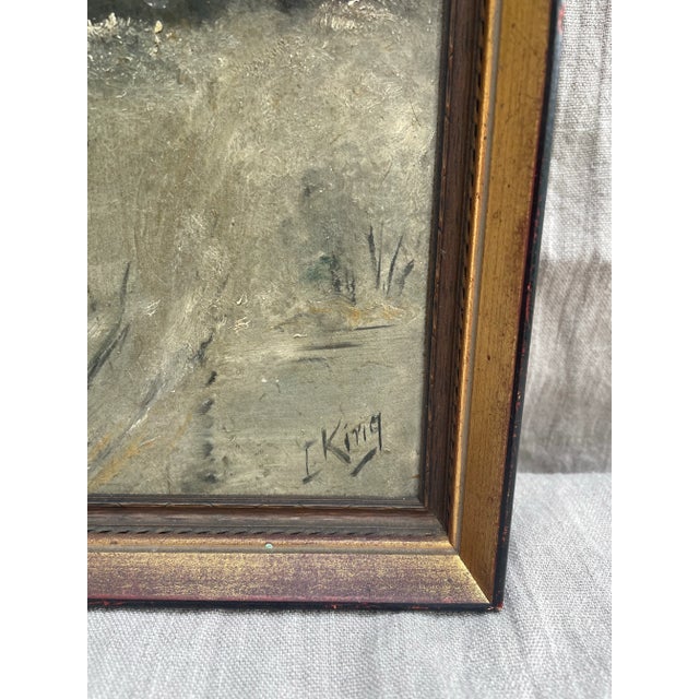 Mid 20th Century Winter Church Scene by L. King, Mid-20th Century For Sale - Image 5 of 5