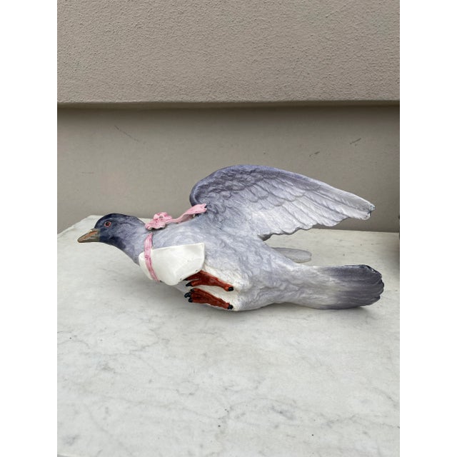 Late 19th Century 19th Century French Majolica Pigeon Wall Pocket For Sale - Image 5 of 11