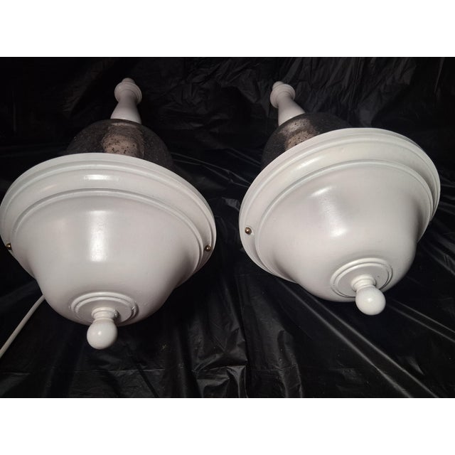 Modern Vintage Outdoor Seeded Glass Wall Sconses - A Pair For Sale - Image 3 of 13
