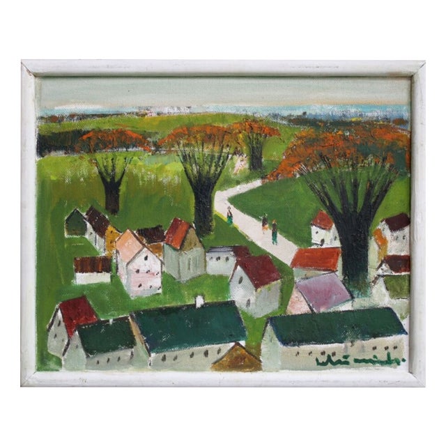 Laimdots Murnieks, City, 1990s, Oil on Cardboard For Sale