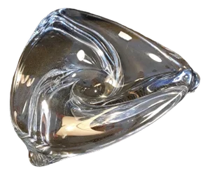 Handmade Triangular Clear Crystal Glass Fruit Bowl from Val St Lambert, 1970s