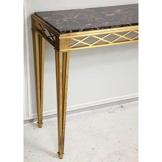 Mid-Century Modern Bronze Marble-Top Console in the Art Deco Manner For Sale - Image 3 of 12