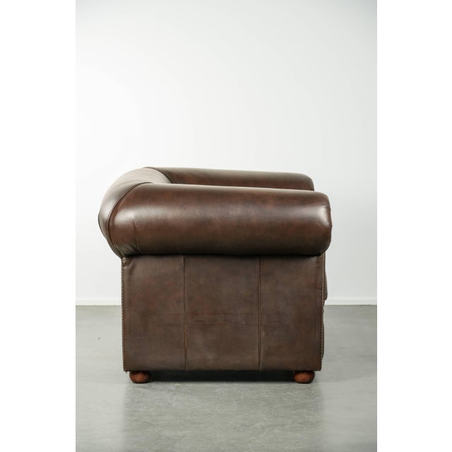 Chesterfield Sofa and Chair in Cowhide Leather, Set of 2 For Sale - Image 12 of 18