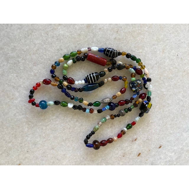 Lovely vintage BoHo glass beaded necklace. Rare collection of glass handmade beads.