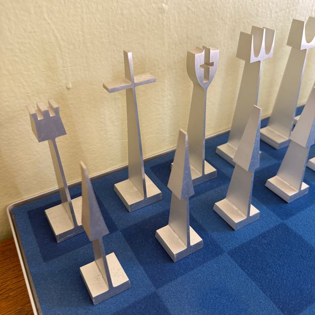 Wood Austin Cox for Alcoa Aluminum Modernist Chess Set + Board For Sale - Image 7 of 15