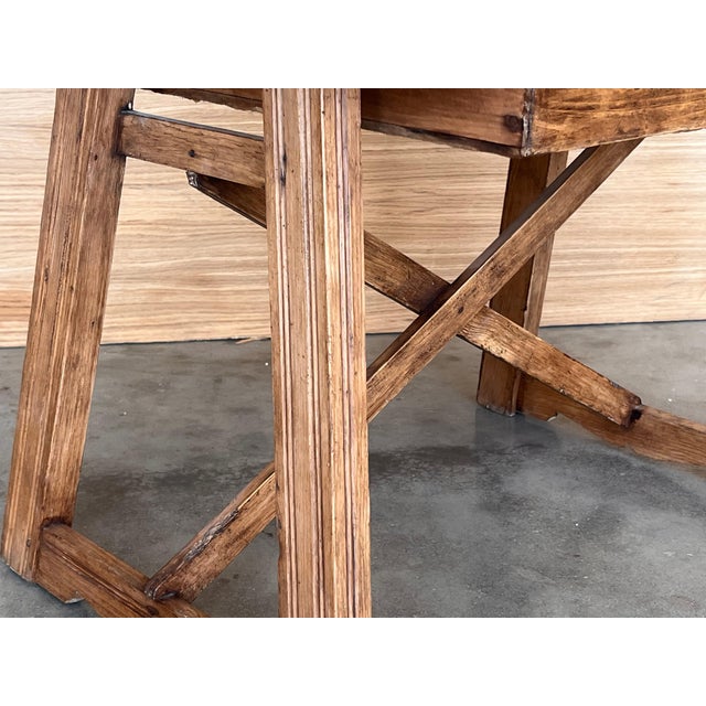 Early 20th Century French Oak Worktable Table with One Drawer, 1920s For Sale - Image 12 of 18