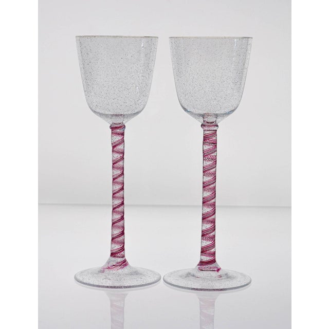 Pulegoso Murano Glass with Twisted Ruby ​​shank from Cenedese, 1950s, Set of 8 For Sale - Image 11 of 18