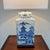 This large, high-end Frederick Cooper table lamp features Asian landscape scenes with pagodas & bridges in vibrant blue on...
