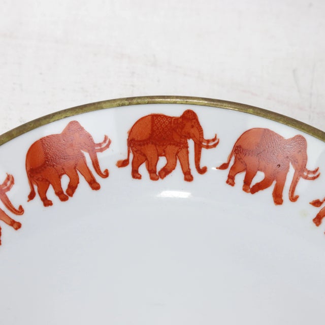 Set of 20th Century Three Japanese Hand Painted Porcelain Elephant Motif Decorative Plates For Sale - Image 12 of 16