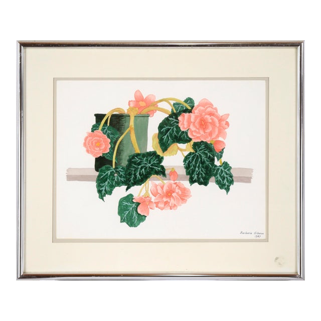 Pink Begonias - Floral Study in Watercolor on Heavy Paper by Barbara Gibson For Sale