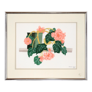 Pink Begonias - Floral Study in Watercolor on Heavy Paper by Barbara Gibson