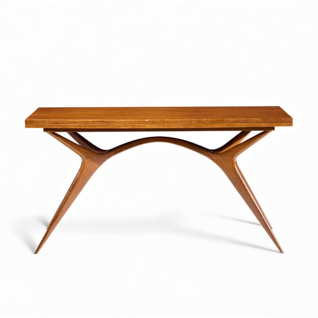 Wood Mid 20th Century Giuseppe Scapinelli Mid Century Brazilian Walnut Console Flip Top Dining Table For Sale - Image 7 of 11