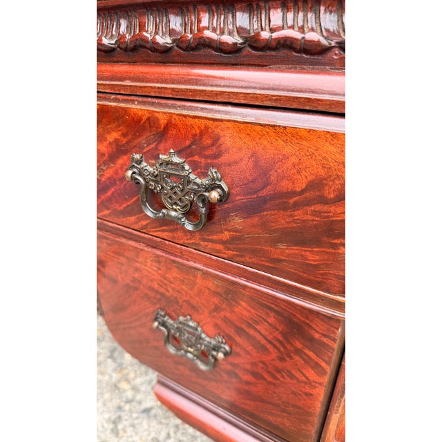 Antique Louis XV Revival Carved Mahogany Desk With Mirrored Top For Sale - Image 17 of 17