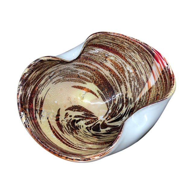 Alfredo Barbini 1950s Murano Attributed Gold-Aventurine Freeform Ashtray by Alfredo Barbini For Sale - Image 4 of 6