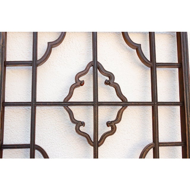 Brown Pair of Antique Chinese Ruyi Cloud Lattice Panels For Sale - Image 8 of 9