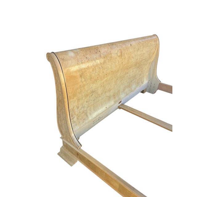 Vintage Henredon Charles X Collection King Sleigh Bed Light Burl Wood French For Sale - Image 14 of 18