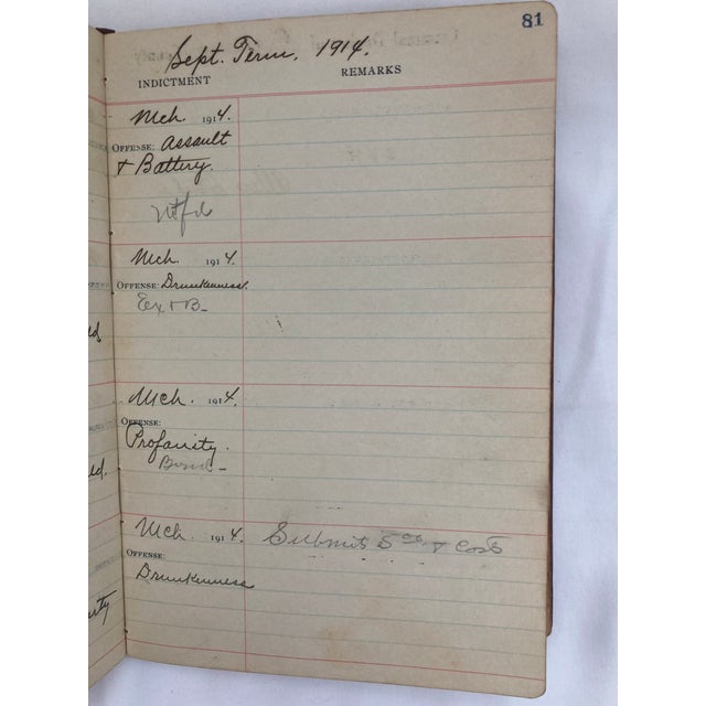 1914 Antique Legal Docket Journal For Sale - Image 4 of 5