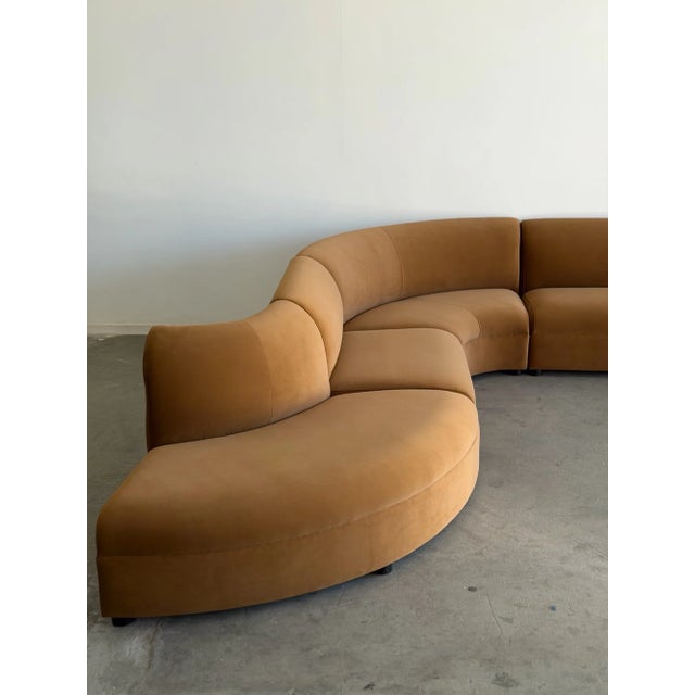 Postmodern Sculptural Curved Sectional in Camel Velvet - Made to Order For Sale - Image 3 of 14