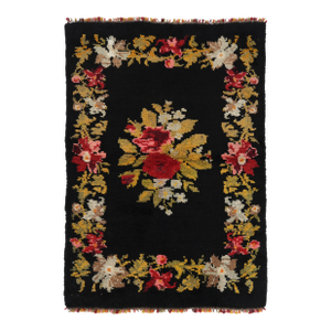 Vintage Turkish Tulu, Bessarabian Inspired Floral Rug With Rose Motif - Rug & Kilim