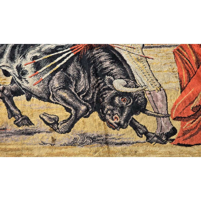 Vintage Spanish Bull Fight W Matador and Bull Velvet Tapestry Made in Italy For Sale In Los Angeles - Image 6 of 16