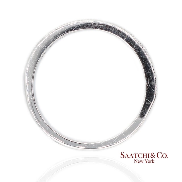 Early 21st Century 14k (585) Solid White Gold Natural Diamond and Ruby Half Band Ring, Size 6.5 For Sale - Image 5 of 11