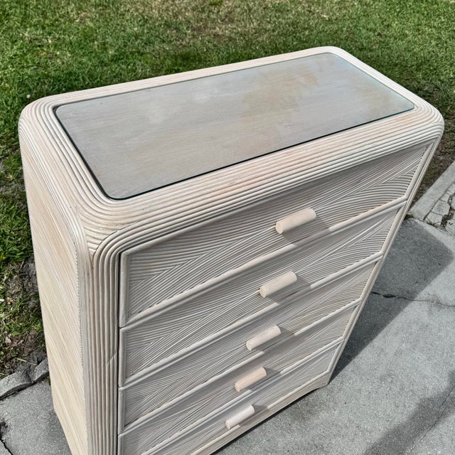 Boho Chic Boho Chic Pencil Reed Highboy Dresser For Sale - Image 3 of 9