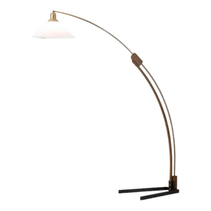 Nova of California Melmar Arc Floor Lamp - Weathered Brass and Walnut, Dimmer Switch, V-base