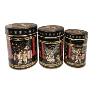Vtg Grand Tea, Hong Kong Tea Tins (3) W/Lid