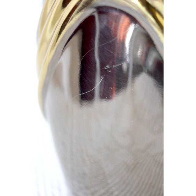 1980s Postmodern Art Deco Revival Brass and Dark Silver Lamp For Sale - Image 9 of 13