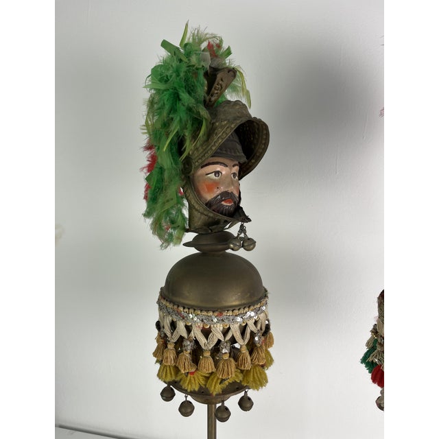 Metal Sicilian Paladin Heads with Marble Bases, 1940s, Set of 2 For Sale - Image 7 of 18