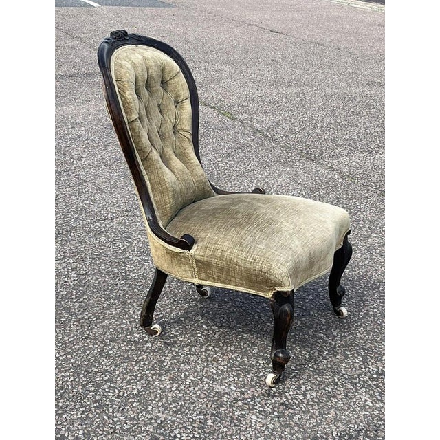 Victorian Chair with White Porcelain Castors For Sale - Image 9 of 11