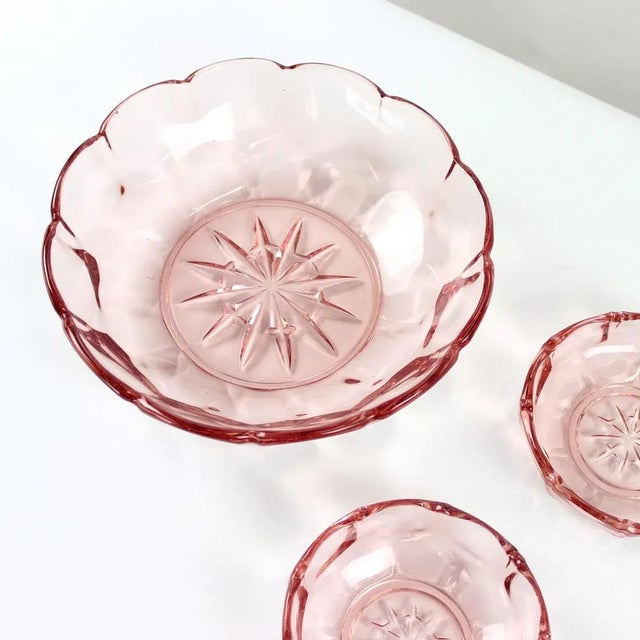 Mid-Century Modern Rose Glass Bowls, Czechoslovakia, 1950s, Set of 5 For Sale - Image 3 of 9