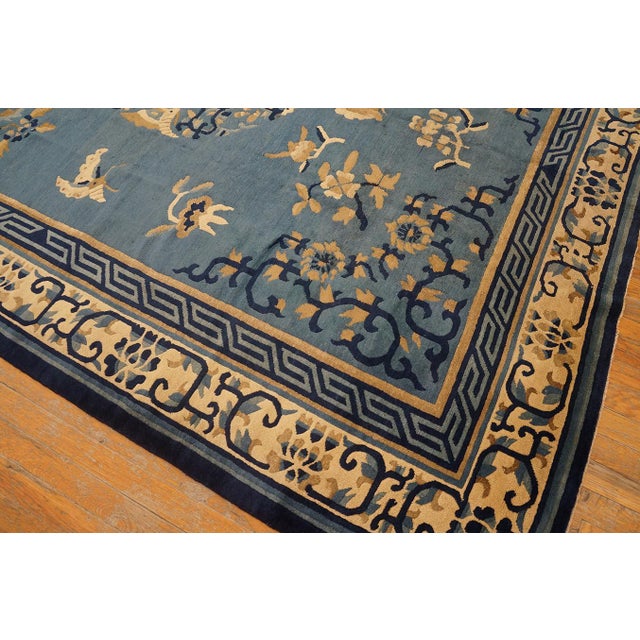 Majestic Blue and Ivory Color With Animalistic and Florid Design Antique Chinese Peking Rug For Sale - Image 11 of 12