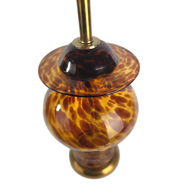 Vintage Tortoiseshell Art Glass Table Lamp For Sale - Image 11 of 11