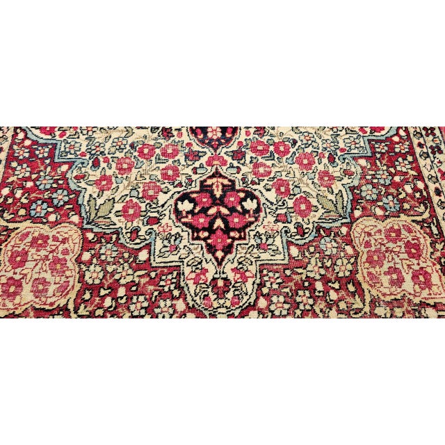 19th Century Persian Kerman Lavar Rug, Hand-Knotted Wool, Floral Patter, Red & Ivory, 5x7 For Sale - Image 15 of 18