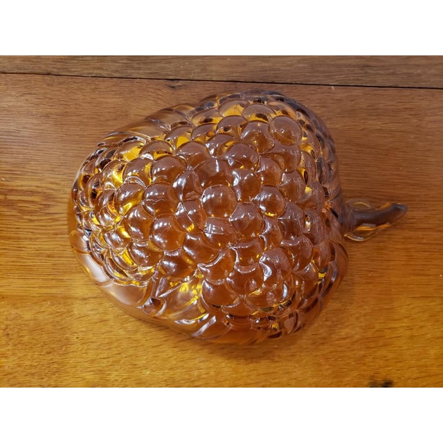 American Vintage Indiana Amber Glass Grape Bunch Embossed Serving Bowl For Sale - Image 3 of 3