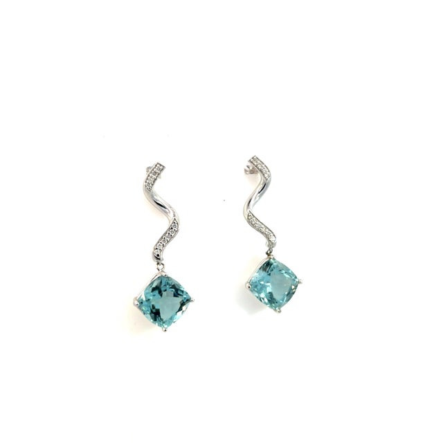 Natural Aquamarine Diamond Earrings 14k Gold 8.15 TCW Certified For Sale - Image 13 of 13