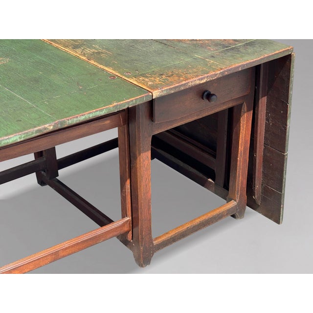 19th Century Swedish Green Painted Drop-Leaf Dining Table, 1820 For Sale - Image 10 of 15