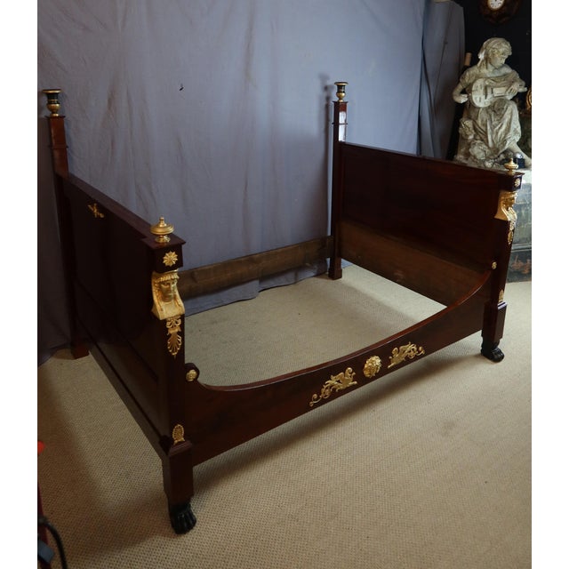 Antique Empire Bed in Mahogany, 1820 For Sale - Image 10 of 14