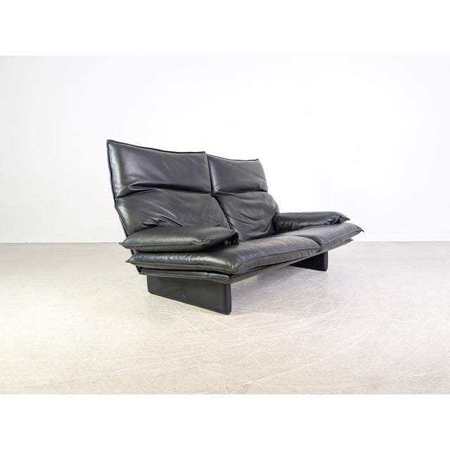 Vintage Italian 3-Seater Sofa in Black Leather, 1980s For Sale - Image 6 of 18