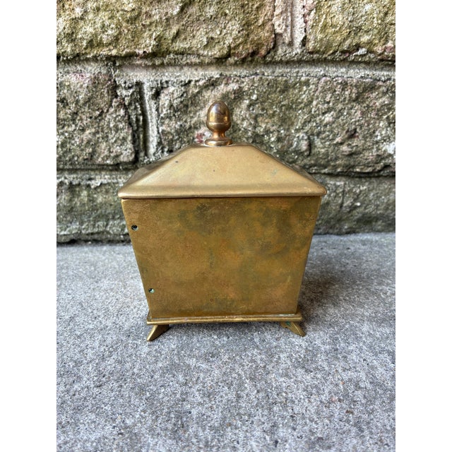 Brass Vintage Brass Decorative Box With Feet For Sale - Image 8 of 14